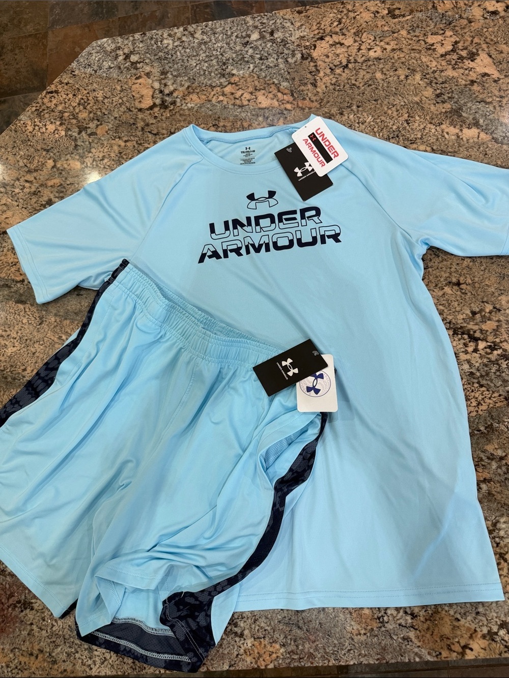 Under Armour Light Blue Kids Matching Athletic Shirt & Shorts Set